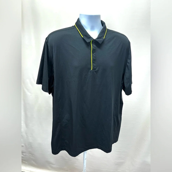 NIKE DRI-FIT PERFORMANCE Men’s black with yellow trim polo size XL. - Picture 2 of 11